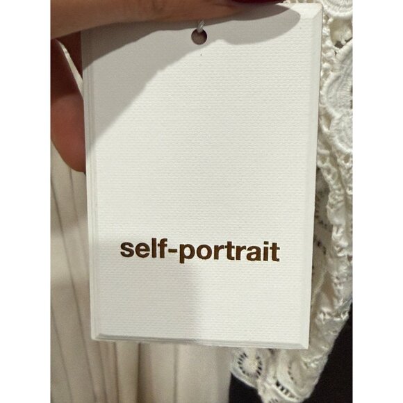 Self-Portrait Mock Neck White Long Dress Size 10 - Picture 9 of 10